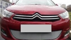 1 539 р. Сетка на бампер (хетчбек) Russtal (хром)  CITROEN C4  B7 (2011-2018) хэтчбэк 5 дв.  с доставкой в г. Омск. Увеличить фотографию 1