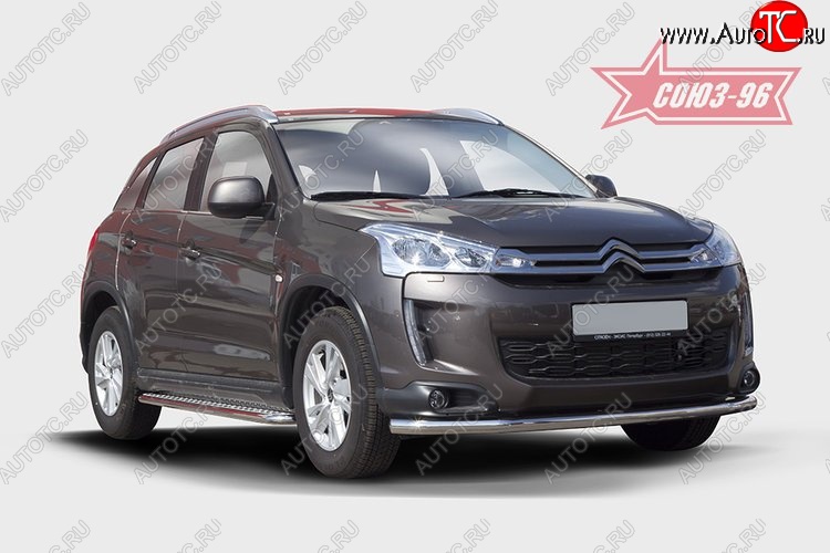 17 639 р. Защита переднего бампера одинарная Souz-96 Premium (d60) CITROEN C4 aircross (2012-2017)  с доставкой в г. Омск