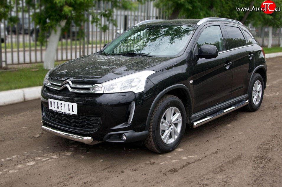 13 499 р. Одинарная защита переднего бампера диаметром 76 мм SLITKOFF CITROEN C4 aircross (2012-2017)  с доставкой в г. Омск