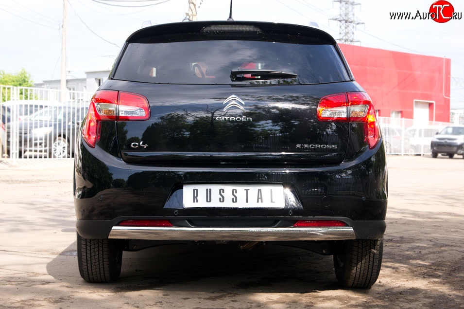 18 549 р. Защита заднего бампера (Ø75x42 мм, нержавейка) Russtal CITROEN C4 aircross (2012-2017)  с доставкой в г. Омск