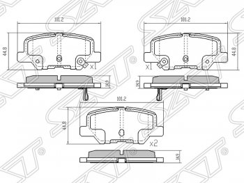 999 р. Колодки тормозные задние SAT  CITROEN C4 aircross, Mazda C4 aircross, Mitsubishi ASX, L200 (4,  5 KK,KL), Outlander (GF)  с доставкой в г. Омск. Увеличить фотографию 1