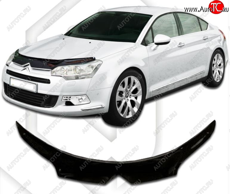 2 079 р. Дефлектор капота CA-Plastic exclusive  CITROEN C5 ( RD,  RW) (2008-2017) дорестайлинг, седан, доресталийнг, универсал (Classic черный, Без надписи)  с доставкой в г. Омск