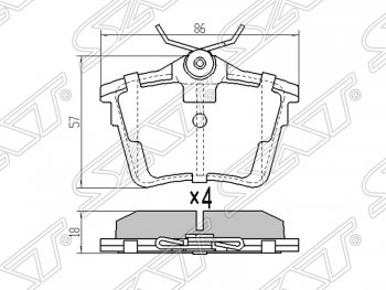 Колодки тормозные SAT (задние) Peugeot 407 седан (2004-2010)