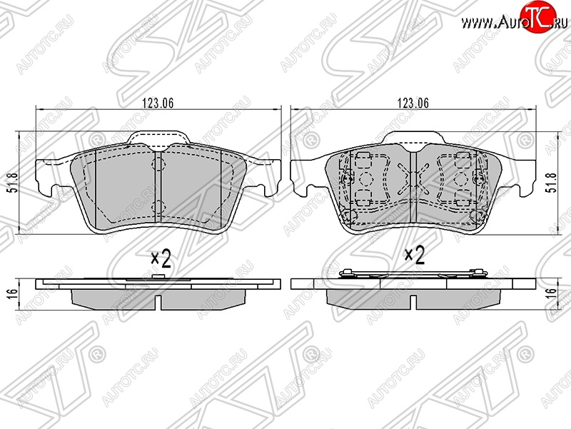 899 р. Колодки тормозные SAT (задние) Ford Focus 2  седан дорестайлинг (2004-2008)  с доставкой в г. Омск