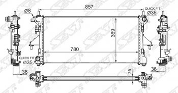 Радиатор двигателя SAT (пластинчатый, 2.2TD/3.0, МКПП) Peugeot Boxer 250 (2006-2014)