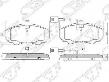 1 499 р. Колодки тормозные SAT (передние, 2.0-2.8HDI) CITROEN Jumper 250 (2006-2014)  с доставкой в г. Омск. Увеличить фотографию 1