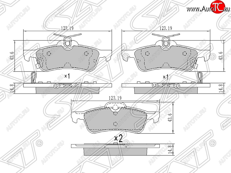 799 р. Колодки тормозные SAT (задние) Toyota Yaris XP130 хэтчбэк 5 дв. дорестайлинг (2010-2014)  с доставкой в г. Омск