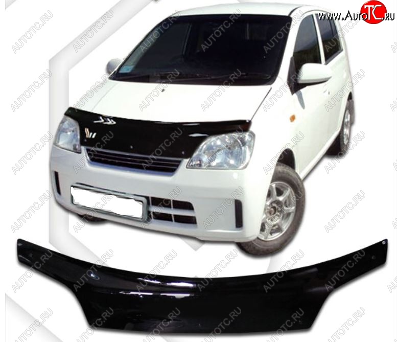 2 159 р. Дефлектор капота (кузов L250S, L250V, L260S) CA-Plastic  Daihatsu Mira (2003-2007) (Classic черный, Без надписи)  с доставкой в г. Омск