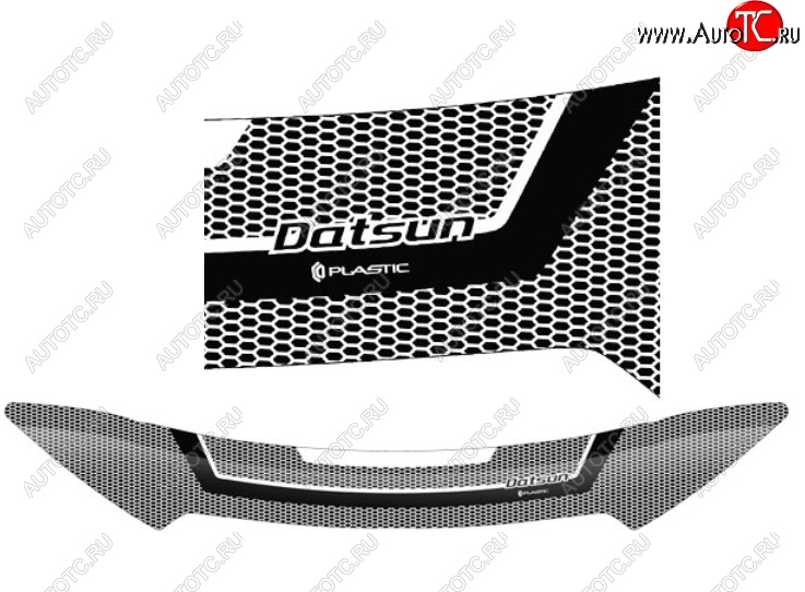 2 159 р. Дефлектор капота CA-Plastiс  Datsun on-DO (2014-2019) седан дорестайлинг (Серия Art серебро)  с доставкой в г. Омск