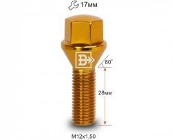 130 р. Колёсный болт длиной 28 мм Вектор M12 1.5 28 под гаечный ключ (пос.место: конус)    с доставкой в г. Омск. Увеличить фотографию 1