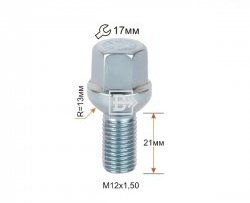 Колёсный болт длиной 21 мм Вектор M12 1.5 21 под гаечный ключ KIA Shuma (1997-2001) 