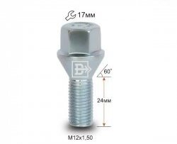 Колёсный болт длиной 24 мм Вектор M12 1.5 24 под гаечный ключ Mazda 3/Axela BM дорестайлинг, хэтчбэк (2013-2016) 