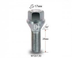 Колёсный болт длиной 28 мм Вектор M12 1.5 28 под гаечный ключ KIA Sephia  дорестайлинг седан (1998-2001) 