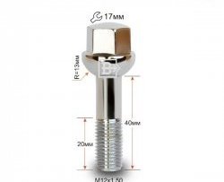 146 р. Колёсный болт длиной 40 мм Вектор M12 1.5 40 под гаечный ключ (пос.место: сфера)    с доставкой в г. Омск. Увеличить фотографию 1