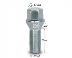 112 р. Колёсный болт длиной 28 мм Вектор M14 1.25 28 под гаечный ключ  Audi A4 B9, BMW A4 (B9), Ford Galaxy 2, Mini Galaxy (2), Toyota Supra (A90)  с доставкой в г. Омск. Увеличить фотографию 1