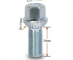 Колёсный болт длиной 24 мм Вектор (облегчённый) M14 1.5 24 под гаечный ключ Audi A4 B7 универсал (2004-2009) 