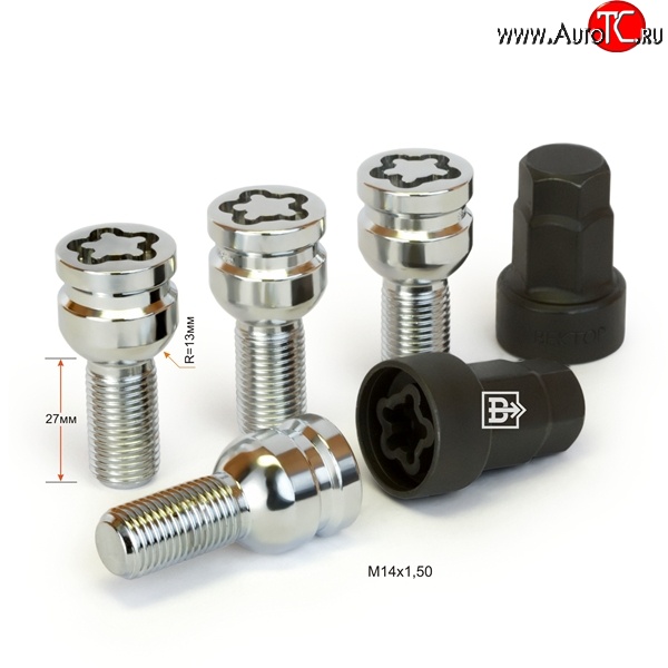 1 799 р. Колёсный болт длиной 27 мм Вектор M14 1.5 27 секретка (комплект) (пос. место: сфера)    с доставкой в г. Омск