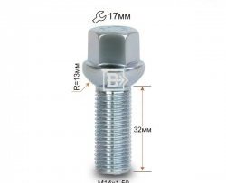 123 р. Колёсный болт длиной 32 мм Вектор M14 1.5 32 под гаечный ключ Toyota Tundra XK50 2-ой рестайлинг (2013-2024). Увеличить фотографию 1