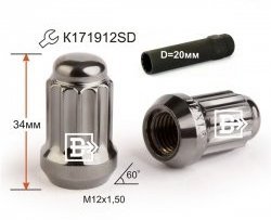 162 р. Колёсная гайка Вектор M12 1.5    с доставкой в г. Омск. Увеличить фотографию 1