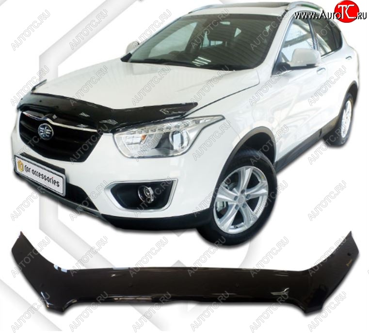 2 149 р. Дефлектор капота CA-Plastiс  FAW Besturn X80 (2014-2019) дорестайлинг (Classic черный, Без надписи)  с доставкой в г. Омск