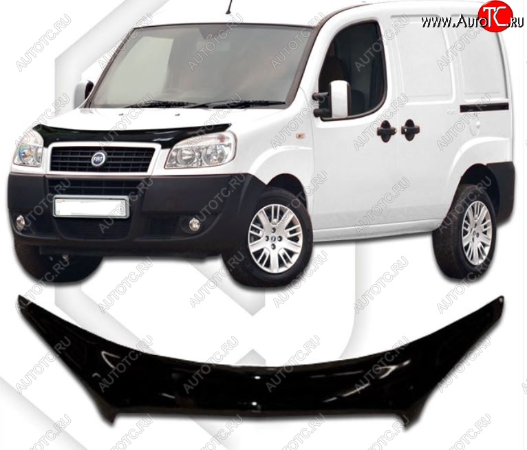 2 199 р. Дефлектор капота CA-Plastiс exclusive  Fiat Doblo  223 (2005-2016) рестайлинг (Classic черный, Без надписи)  с доставкой в г. Омск