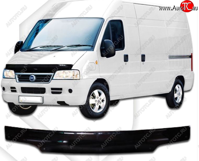 2 069 р. Дефлектор капота CA-Plastiс  Fiat Ducato  230 (1994-2002) (Classic черный, Без надписи)  с доставкой в г. Омск