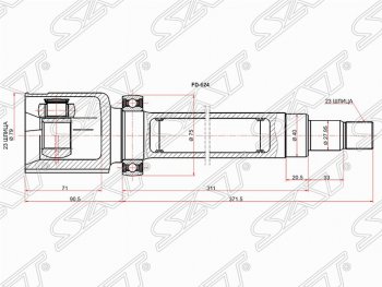 Шрус (внутренний/правый) SAT (23*23*40 мм, для двигателя: 1.6Л бензин) Ford Focus 2 универсал рестайлинг (2007-2011)