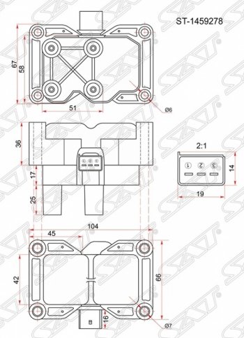 1 599 р. Катушка зажигания SAT (модуль, 1,4/1,6) Ford Fiesta 5 хэтчбэк 5 дв. дорестайлинг (2001-2005)  с доставкой в г. Омск. Увеличить фотографию 1