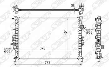 Радиатор двигателя SAT (трубчатый, 1,6T, МКПП) Ford C-max Mk2 дорестайлинг (2010-2015)