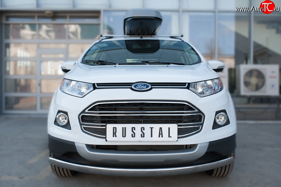 15 649 р. Защита переднего бампера (Ø75х42 мм, нержавейка) Russtal Ford EcoSport дорестайлинг (2013-2019)  с доставкой в г. Омск