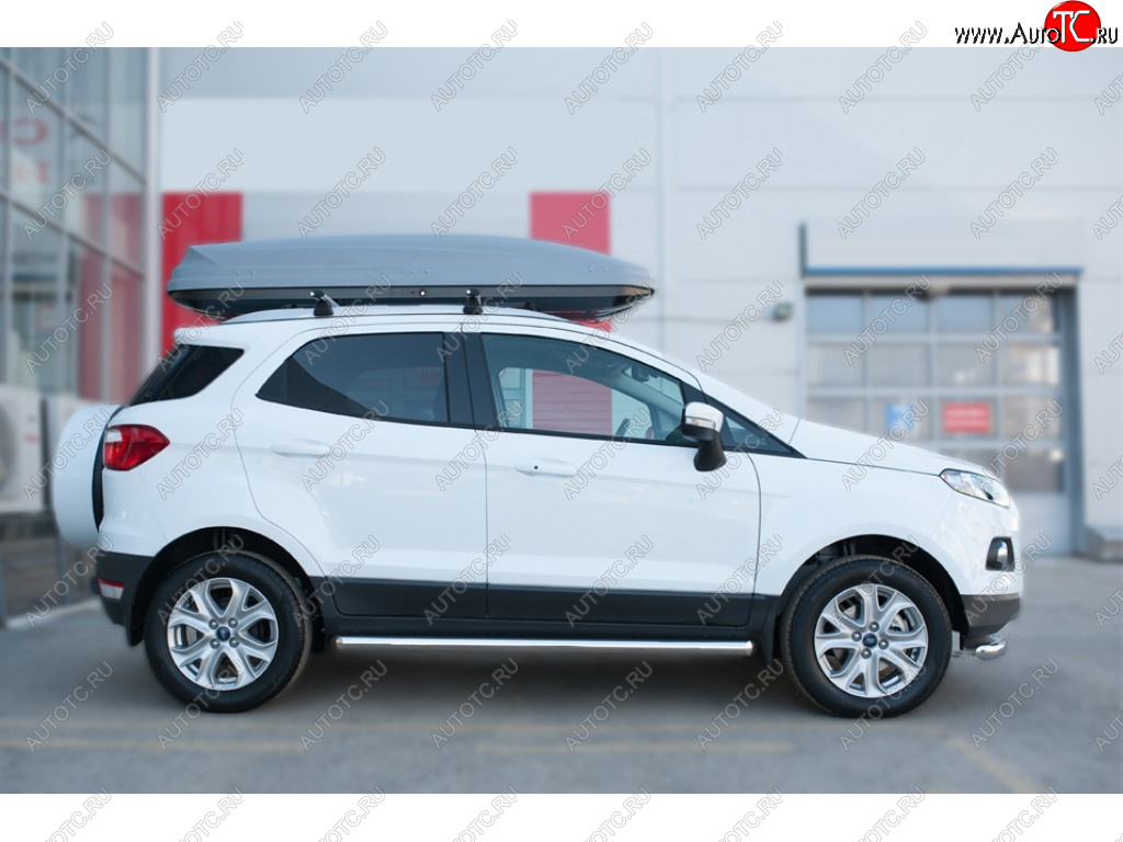 19 999 р. Защита порогов (труба D63 мм) SLITKOFF  Ford EcoSport (2013-2019) дорестайлинг (Защита порогов со срезом 45°)  с доставкой в г. Омск