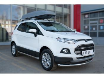 19 999 р. Защита порогов (труба D63 мм) SLITKOFF  Ford EcoSport (2013-2019) дорестайлинг (Защита порогов со срезом 45°)  с доставкой в г. Омск. Увеличить фотографию 2