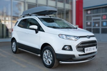 12 849 р. Защита порогов (труба D63 мм) Russtal Ford EcoSport дорестайлинг (2013-2019) (Защита порогов с заглушками на торцах (вариант 2))  с доставкой в г. Омск. Увеличить фотографию 3