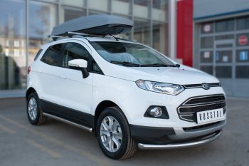 8 799 р. Защита порогов (труба D63 мм) SLITKOFF Ford EcoSport дорестайлинг (2013-2019) (Защита порогов с закругленными торцами (вариант 3))  с доставкой в г. Омск. Увеличить фотографию 3