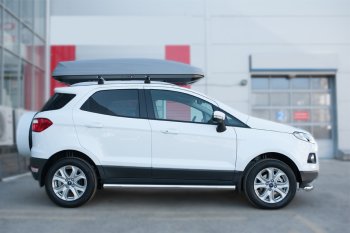 8 799 р. Защита порогов (труба D63 мм) SLITKOFF Ford EcoSport дорестайлинг (2013-2019) (Защита порогов с закругленными торцами (вариант 3))  с доставкой в г. Омск. Увеличить фотографию 2