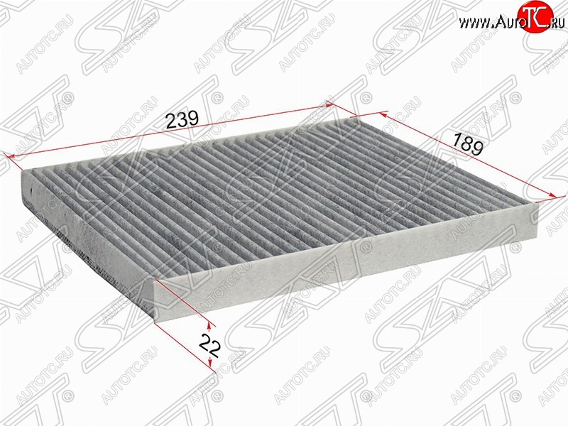 349 р. Фильтр салонный SAT (угольный, 239х189х22 mm)  Ford EcoSport - Fiesta  6  с доставкой в г. Омск