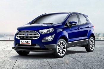 12 649 р. Защита заднего бампера Slitkoff (d57 мм)  Ford EcoSport  B515 (2017-2019) рестайлинг (Нержавейка, Полированная)  с доставкой в г. Омск. Увеличить фотографию 2