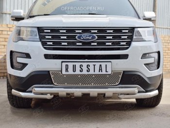 3 689 р. Решетка радиатора Russtal лист Ford Explorer U502 1-ый рестайлинг, 5 дв. (2015-2018) (Неокрашенная)  с доставкой в г. Омск. Увеличить фотографию 2