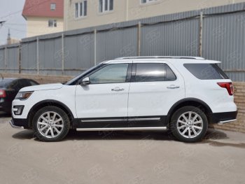 17 599 р. Защита порогов из круглой трубы d63 мм SLITKOFF v3 Ford Explorer U502 2-ой рестайлинг, 5 дв. (2017-2019)  с доставкой в г. Омск. Увеличить фотографию 2