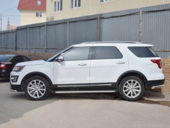 29 299 р. Широкая защита порогов с трубой d42 мм SLITKOFF v2  Ford Explorer  U502 (2015-2019) 1-ый рестайлинг, 5 дв., 2-ой рестайлинг, 5 дв.  с доставкой в г. Омск. Увеличить фотографию 3