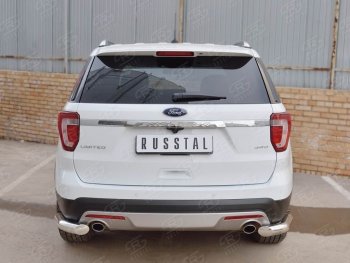 17 499 р. Защита заднего бампера (Ø76 мм уголки, нержавейка) Russtal Ford Explorer U502 1-ый рестайлинг, 5 дв. (2015-2018)  с доставкой в г. Омск. Увеличить фотографию 2