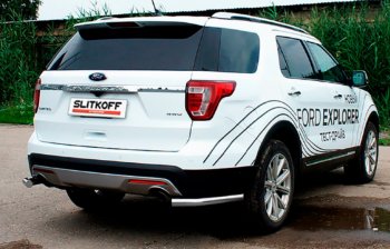 Защита заднего бампера Slitkoff (Ø 57, уголки) Ford (Форд) Explorer (Експлорер)  U502 (2017-2019) U502 2-ой рестайлинг, 5 дв.