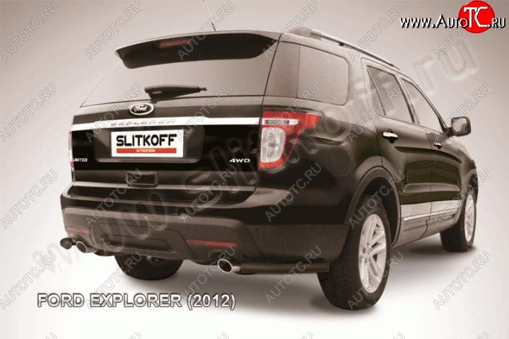 6 799 р. Защита заднего бампера из уголков d57 Slitkoff  Ford Explorer  U502 (2010-2016) дорестайлинг (Цвет: серебристый)  с доставкой в г. Омск