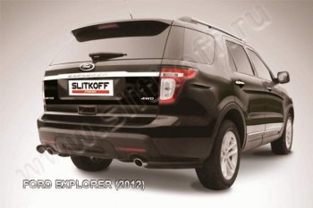 7 699 р. Защита заднего бампера из уголков d76 Slitkoff  Ford Explorer  U502 (2010-2016) дорестайлинг (Цвет: серебристый)  с доставкой в г. Омск. Увеличить фотографию 1