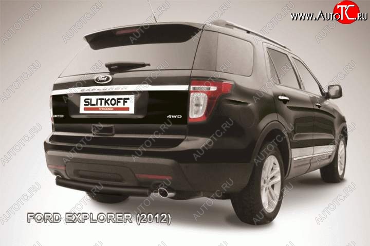 7 699 р. Защита заднего бампера d76 Slitkoff  Ford Explorer  U502 (2010-2016) дорестайлинг (Цвет: серебристый)  с доставкой в г. Омск