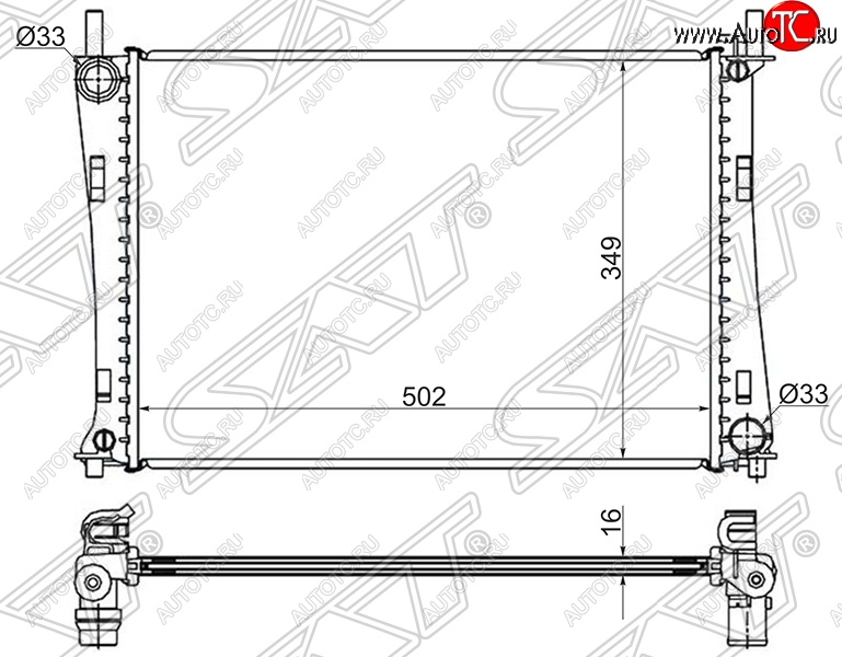 3 099 р. Радиатор двигателя SAT (трубчатый, 1.25/1.3/1.4/1.6, МКПП/АКПП)  Ford Fiesta  5 (2001-2008), Ford Fusion  1 (2002-2012), Mazda 2/Demio  DY (2002-2007)  с доставкой в г. Омск