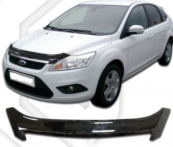 1 839 р. Дефлектор капота CA-Plastiс Ford Focus 2 седан рестайлинг (2007-2011) (Classic черный, Без надписи)  с доставкой в г. Омск. Увеличить фотографию 1