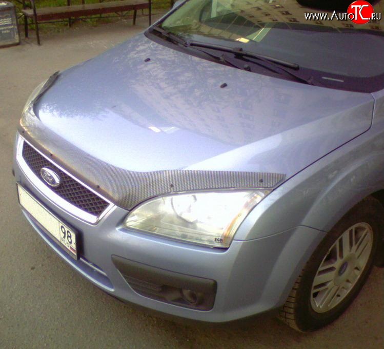 3 399 р. Дефлектор капота NovLine (прозрачный) Ford Focus 2  седан дорестайлинг (2004-2008)  с доставкой в г. Омск