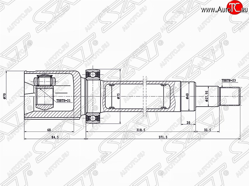 4 899 р. Шрус SAT (внутренний, 21*23*40 мм)  Ford Fusion  1 (2002-2012) хэтчбэк дорестайлинг,  рестайлинг, хэтчбэк  с доставкой в г. Омск