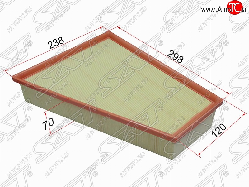 499 р. Фильтр воздушный двигателя SAT (298/120х238х70 mm)  Ford Galaxy  2 (2006-2015), Ford Mondeo (2007-2014), Volvo S80 ( AS60 седан,  AS40,AS70, AS90) (2006-2016), Volvo V70 (2008-2016)  с доставкой в г. Омск